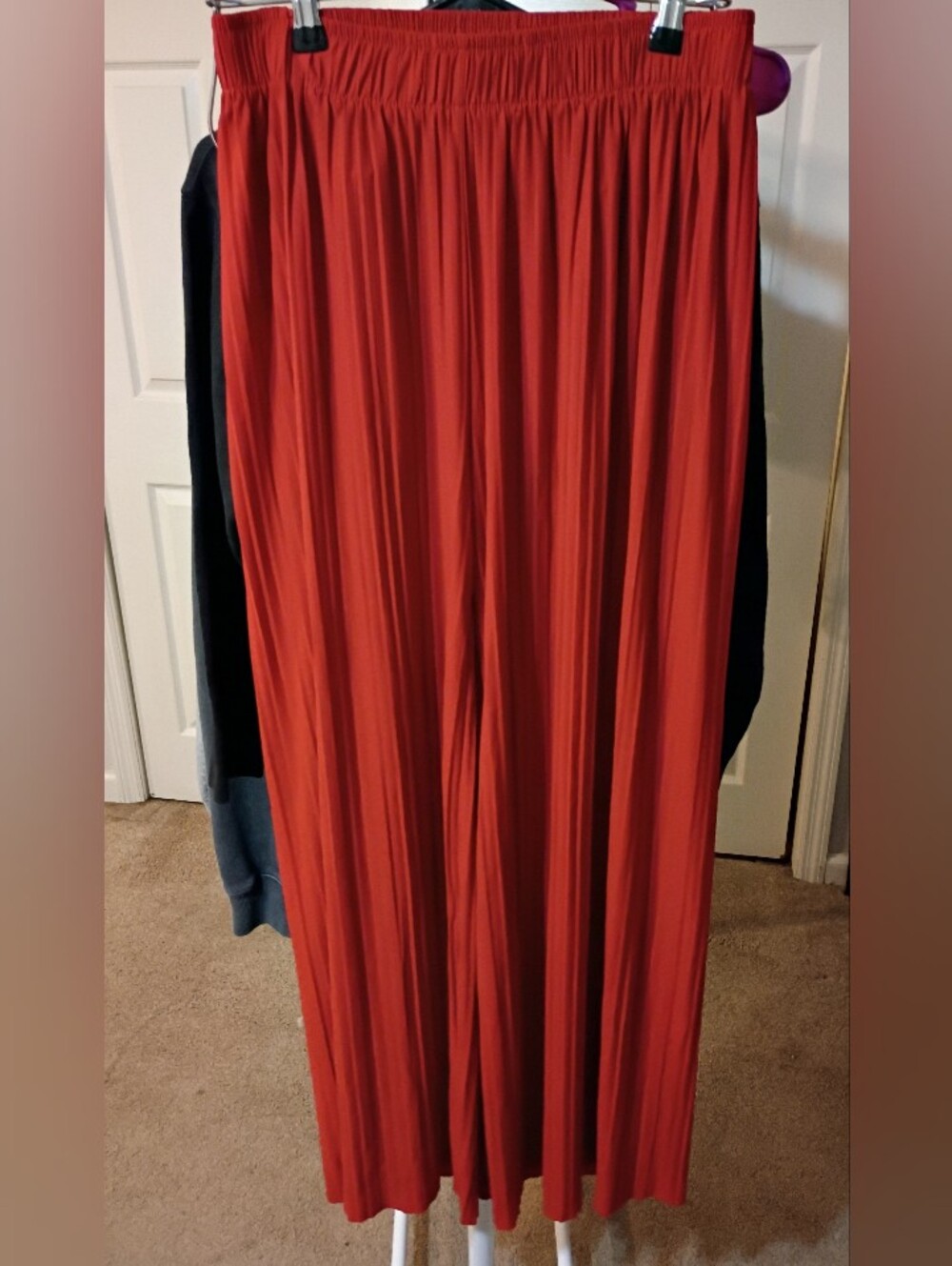 Women's Love Poem Elastic-Waist Apple Red Wide-Leg Pants